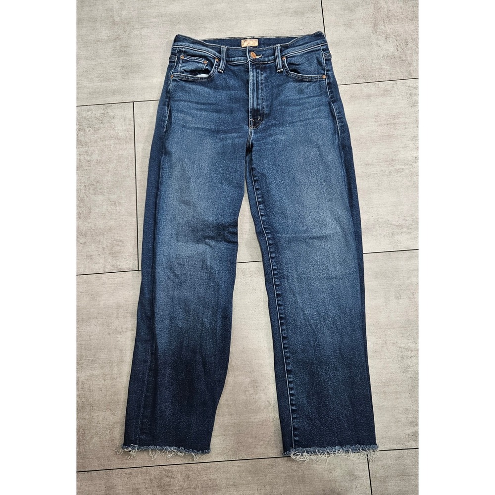 Mother The Mid Rise Rambler Ankle Fray Jeans Taking Chances Blue 28 10917-1156